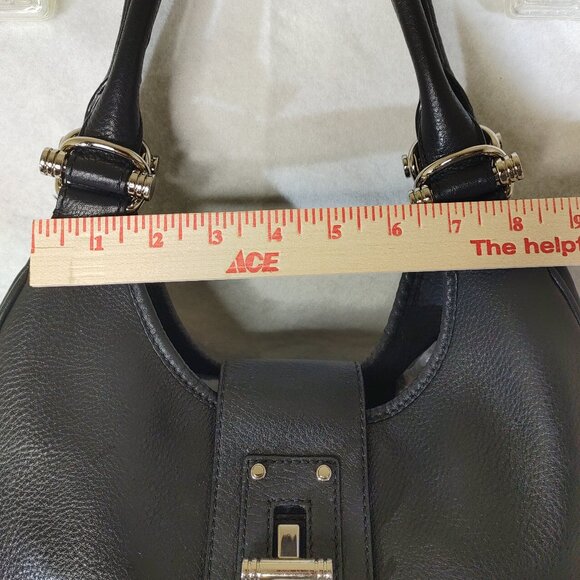 Banana Republic Black Pebble Leather Shoulder Bag Hobo Purse Chrome Hardware - Picture 14 of 14